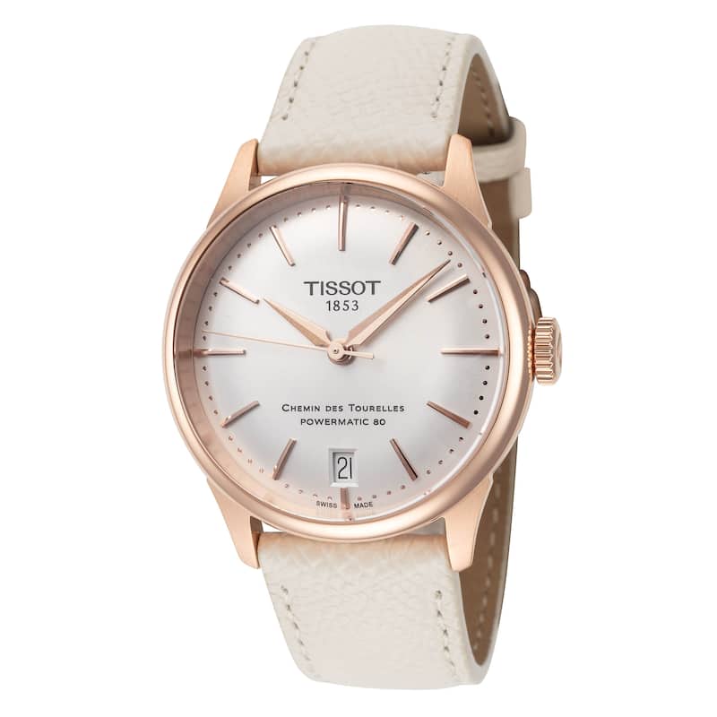 Tissot Women's Chemin des Tourelles 34mm Automatic Cream Watch T1392073603100 - Silver - One Size