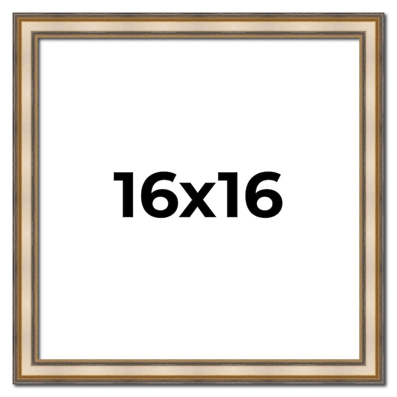 16x16 Frame Gold Solid Wood Shadow Box Width 1.5 Inches | Interior Frame Depth 2 3/8 Inches