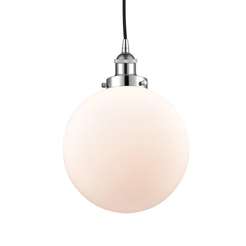 Innovations Lighting 616-1PH-14-10 Beacon Pendant Beacon 10" Wide - Polished Chrome / Matte White