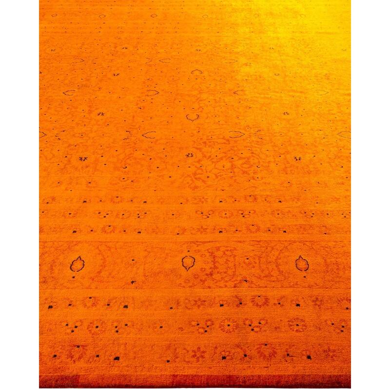 Overton Hand Knotted Wool Vintage Inspired Modern Contemporary Overdyed Orange Area Rug - 9' 3" x 11' 6"