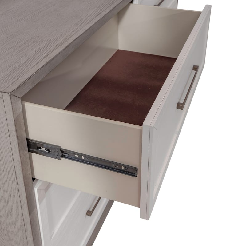 Palmetto Heights Two-Tone Shell White and Driftwood Dresser and Mirror