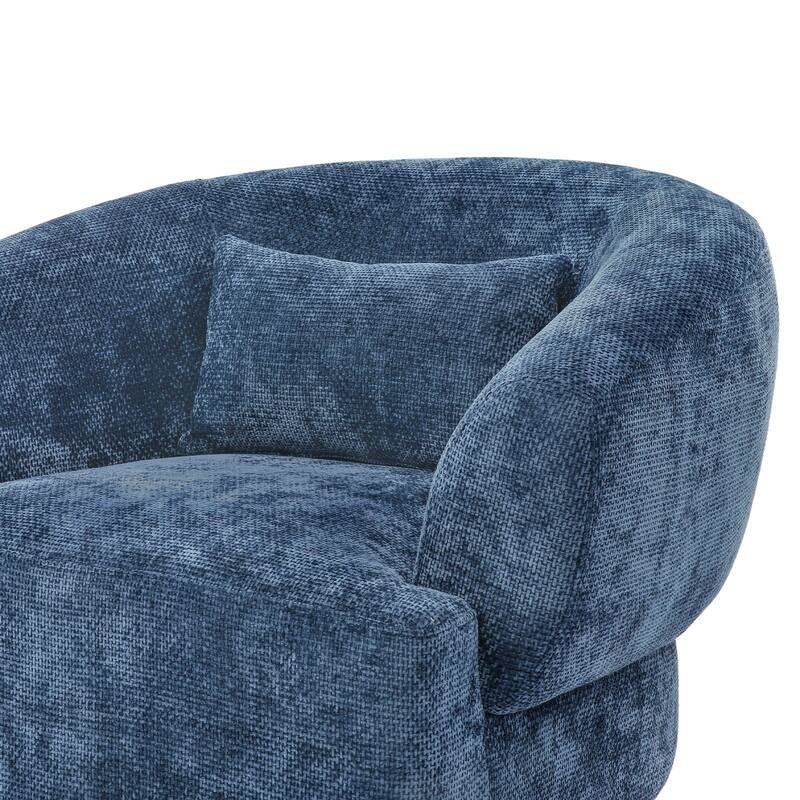 Set of 2 Chenille Upholstered Swivel Barrel Accent Chair with Solid Wood Base for Living Room