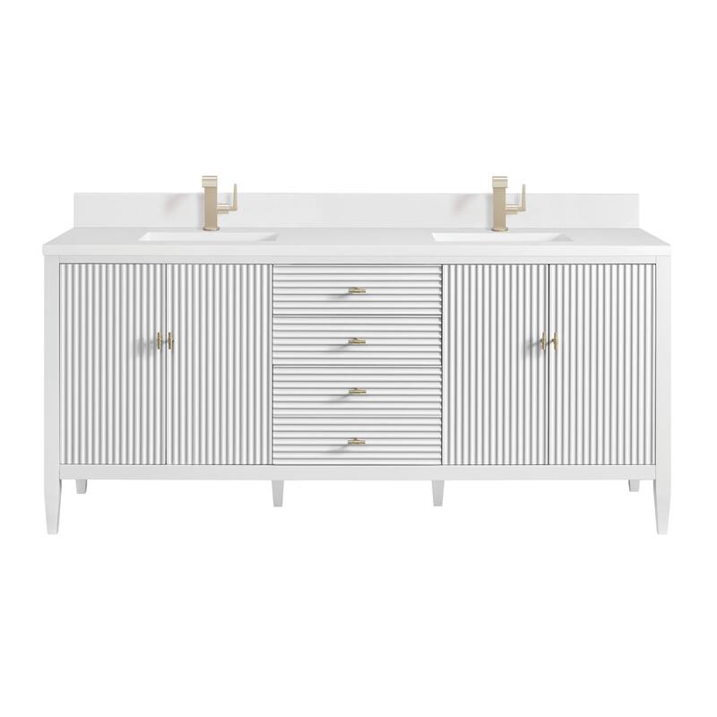 James Martin Vanities 485-V72-1WZ Myrrin 72" Double Basin Wood Vanity - Bright White - Painted