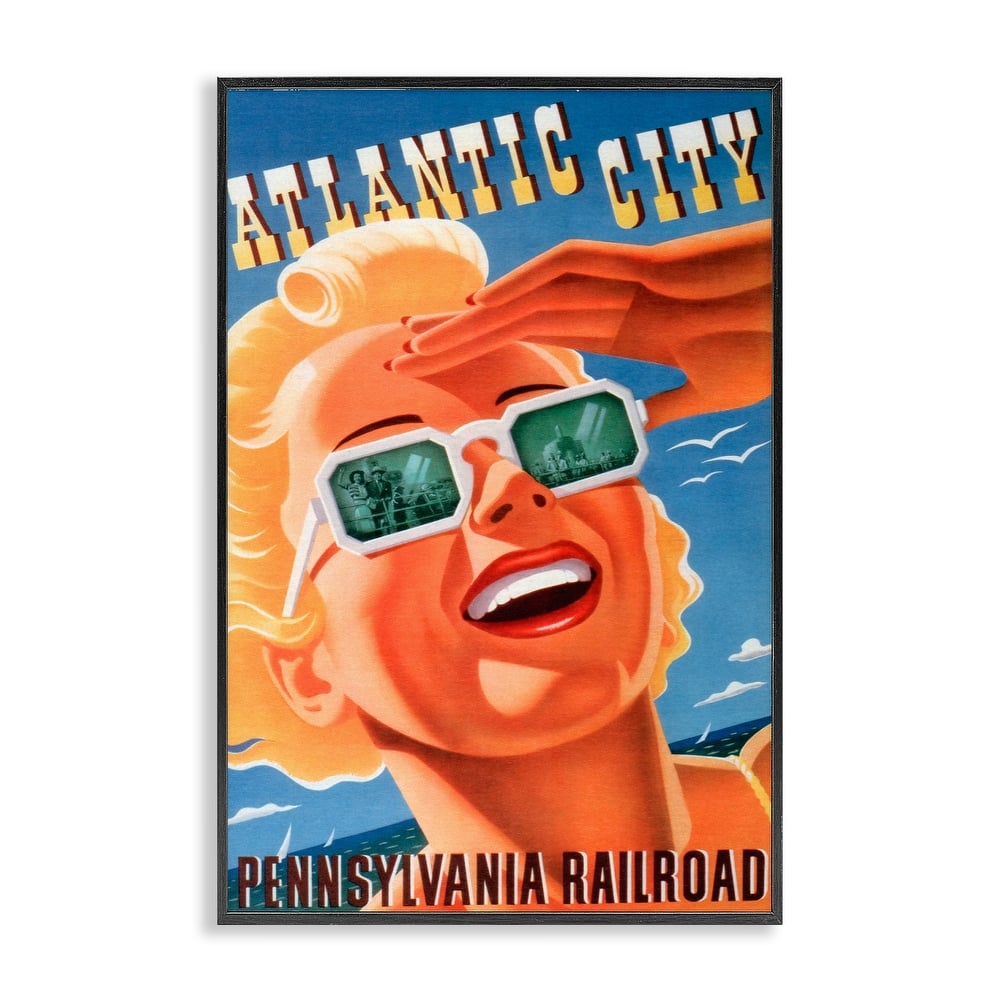 Stupell Atlantic City Vintage Woman Framed Giclee Art Design By Marcus Jules