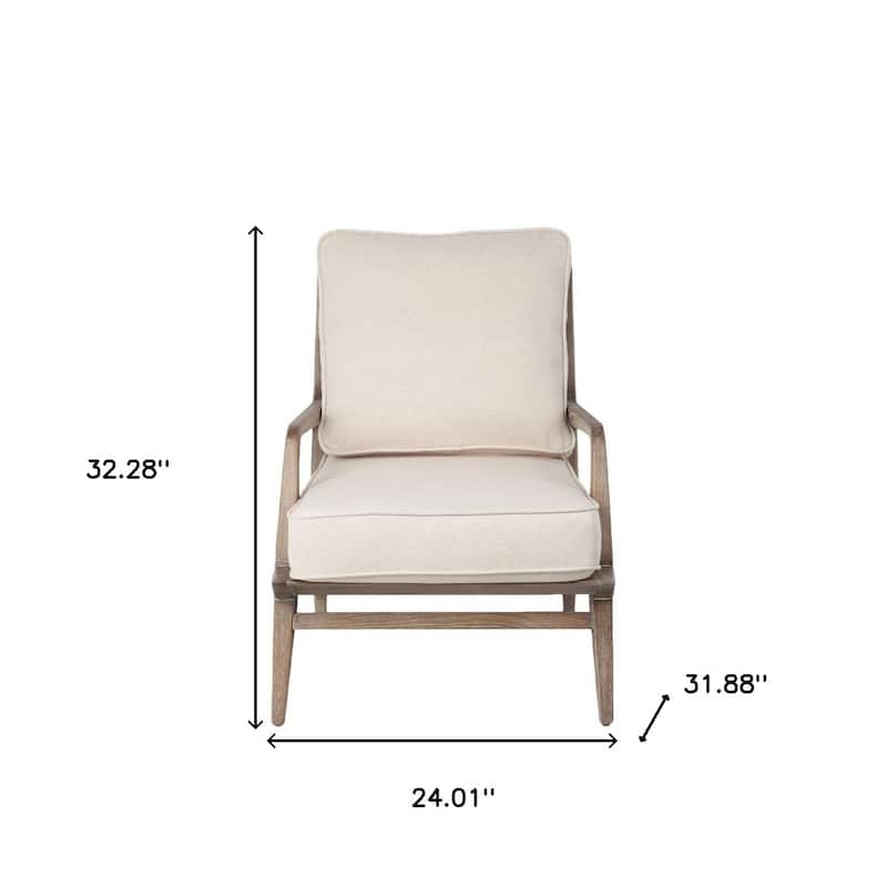 HomeRoots 24" Ivory and Brown Fabric Arm Chair - 24.01' X '32.28' X '31.88