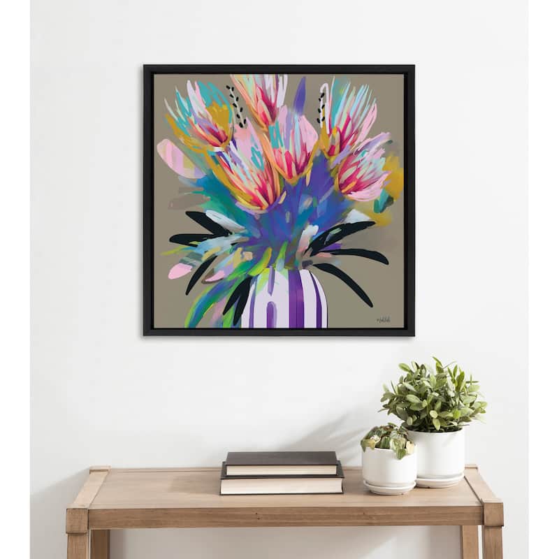 Kate and Laurel Sylvie Bright Flowers Frame Canvas by Inkheart Designs