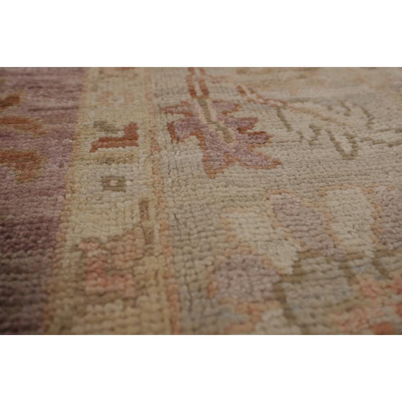 Vegetable Dye Oushak Turkish Area Rug Hand-Knotted Brown Wool Carpet - 6'3"x 8'8"