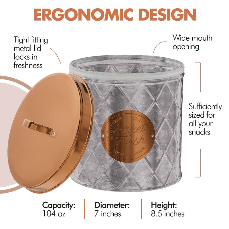 Amici Bristol Metal Canister Galvanized and Copper