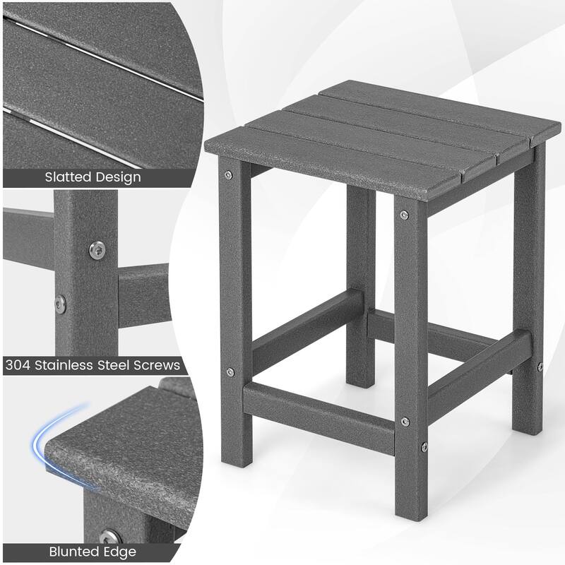 Gymax 2PCS 14'' Patio Adirondack Side Table HDPE Square Weather