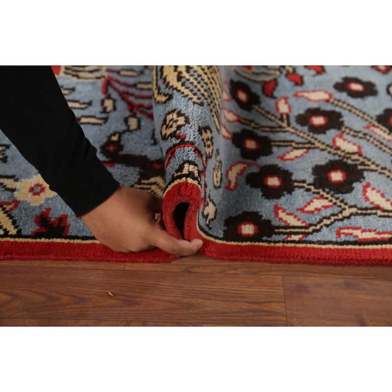 Animal Pictorial Ziegler Indian Runner Rug Handmade Blue Wool Carpet - 2'5"x 8'0"