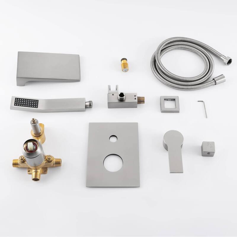 Wall Mounted Tub Faucet With Hand Shower Waterfall Bathtub Faucets Single Handle Tub Filler Set