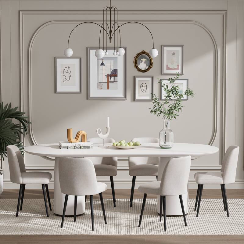 2Pcs Upholstered Dining Chairs Modern Fabric Kitchen Chairs with Padded Seat & Sturdy Metal Legs Side Chairs