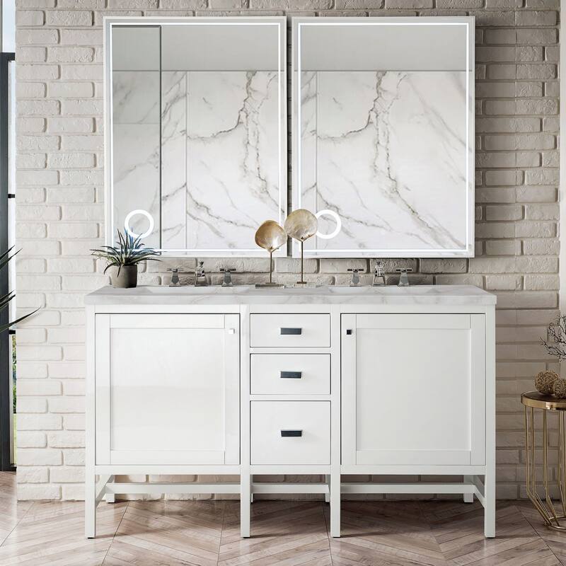 James Martin Vanities E444-V60D-3VSL Addison 60" Double Basin Wood