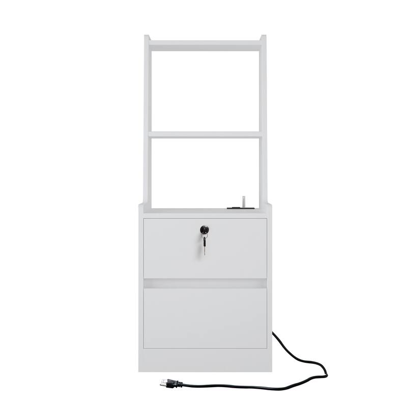Bookshelf Nightstand with Charging Station