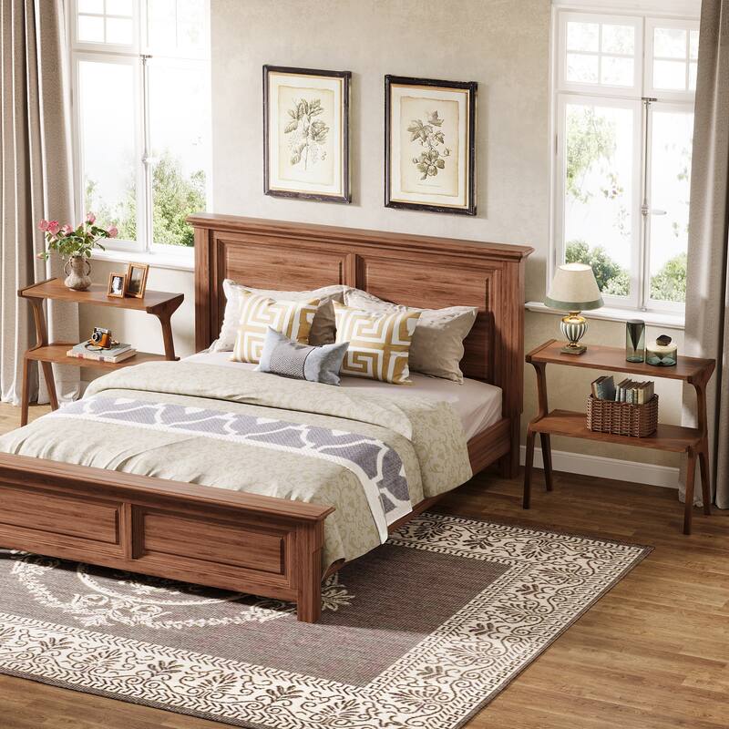 Modern SideTable with Storage Shelf, Sofa End Table with Solid Wood Legs, Bedside Table, Nightstand for Bedroom, Living Room