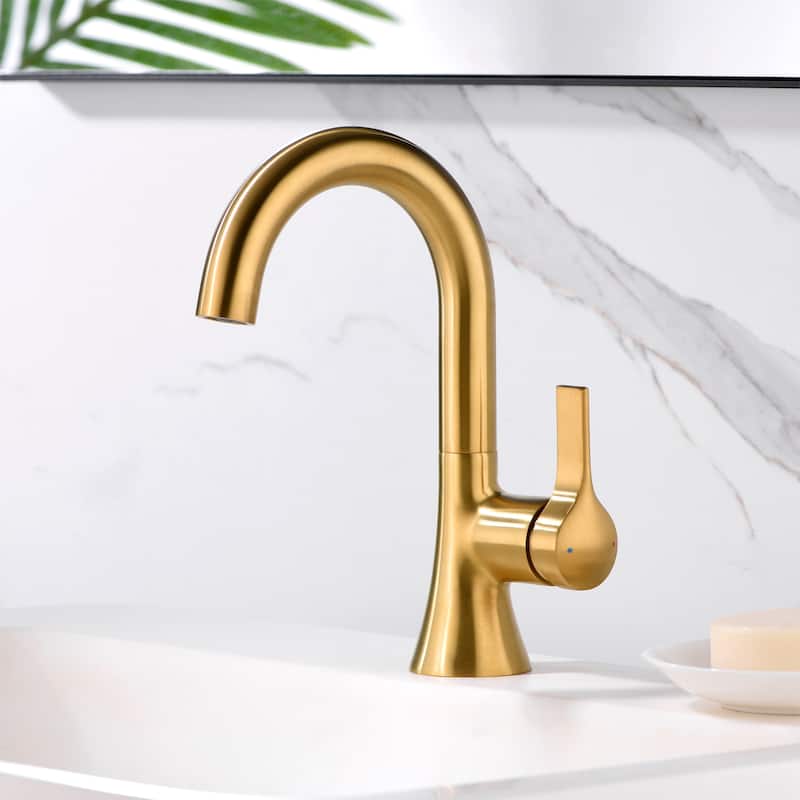 Luxier BSH11-S Single Handle Single Hole Bathroom Faucet with Drain