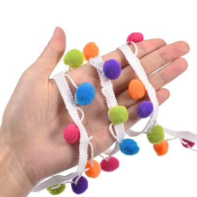 10 Yards Pom Pom Ball Fringe Trim Ribbon Sewing for DIY Crafts Multicolor