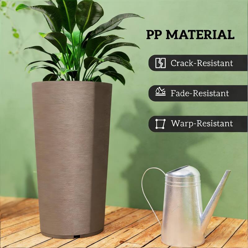 Tall Planters Set of 2, Large Tapered Flower Pots with Drainage Holes