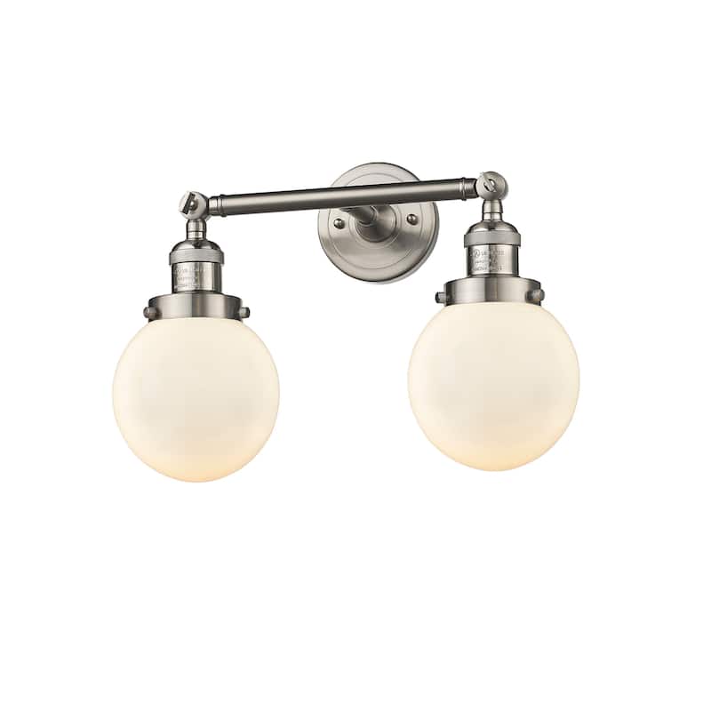 Innovations Lighting Beacon 2 Light 17" Wide Bathroom Vanity Light - Brushed Satin Nickel / Matte White