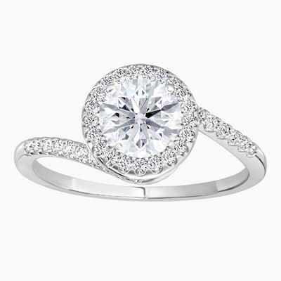 Auriya 14k Gold Round Lab Grown Bypass Halo Engagement Ring 1.00 to 5.00 ct. tw. (F-G, VS)