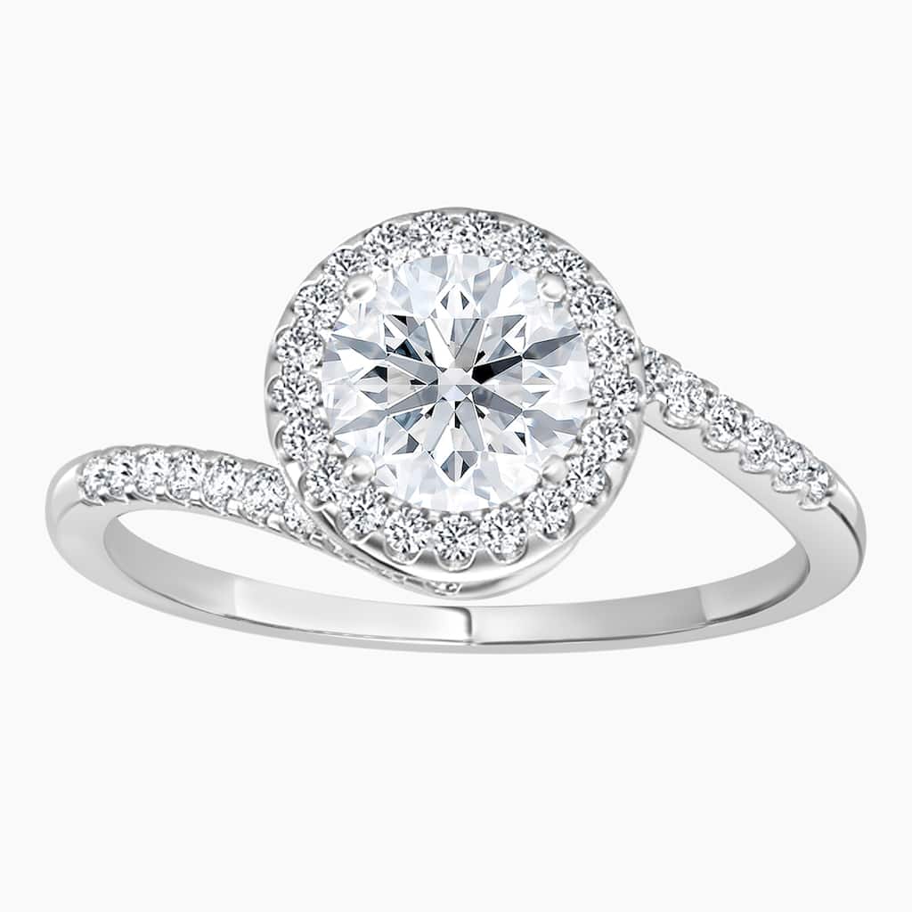Auriya 14k Gold Round Lab Grown Bypass Halo Engagement Ring 1.00 to 5.00 ct. tw. (F-G, VS)