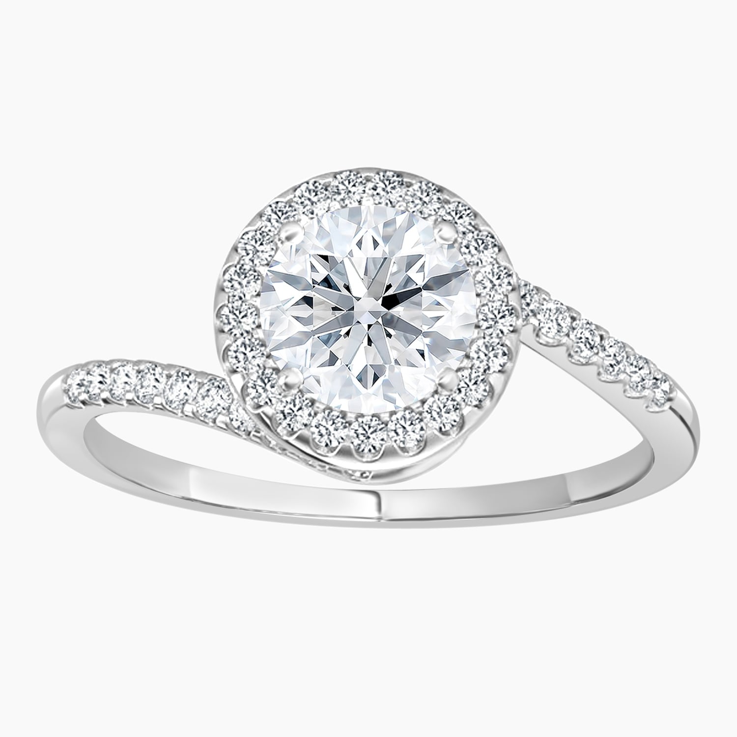 Auriya 14k Gold Round Lab Grown Bypass Halo Engagement Ring 1.00 to 5.00 ct. tw. (F-G, VS)