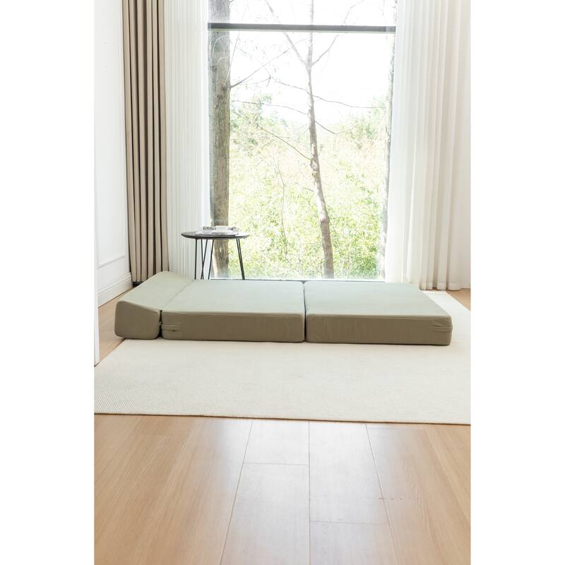 Foldable Green Corduroy Sofa Bed for Various Spaces