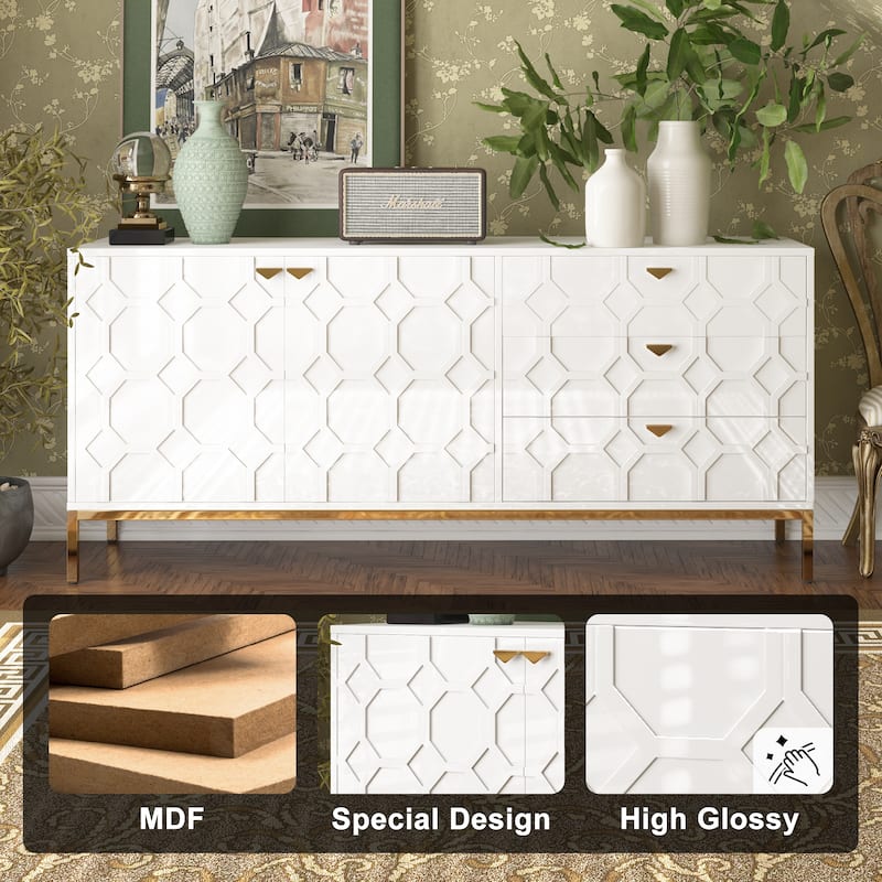 Clihome 2-Door Accent Cabinet with 3 Drawer Dressers