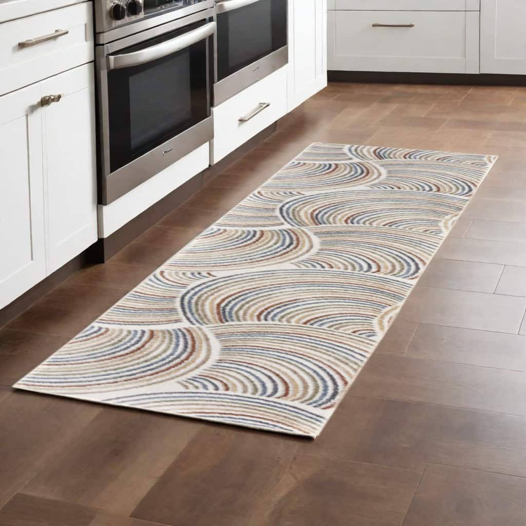 Pilog Power Loomed Abstract Modern Low Pile Area Rug By HomeRoots - 96' X '26' X '0.25
