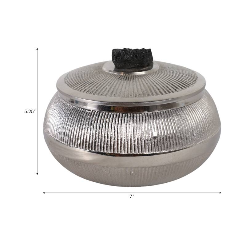 Aluminum Agate Decorative Object Stylish Lidded Textured Sculpture