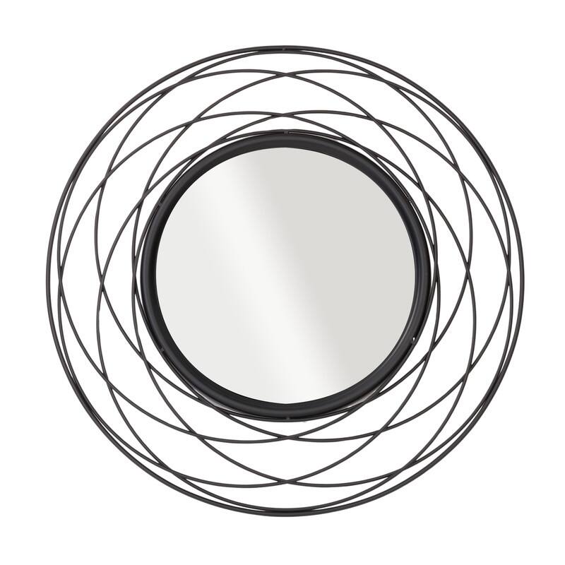 Layla Modern Round Metal Modern Wall Mirror - Black - 30"H x 30"W - 30