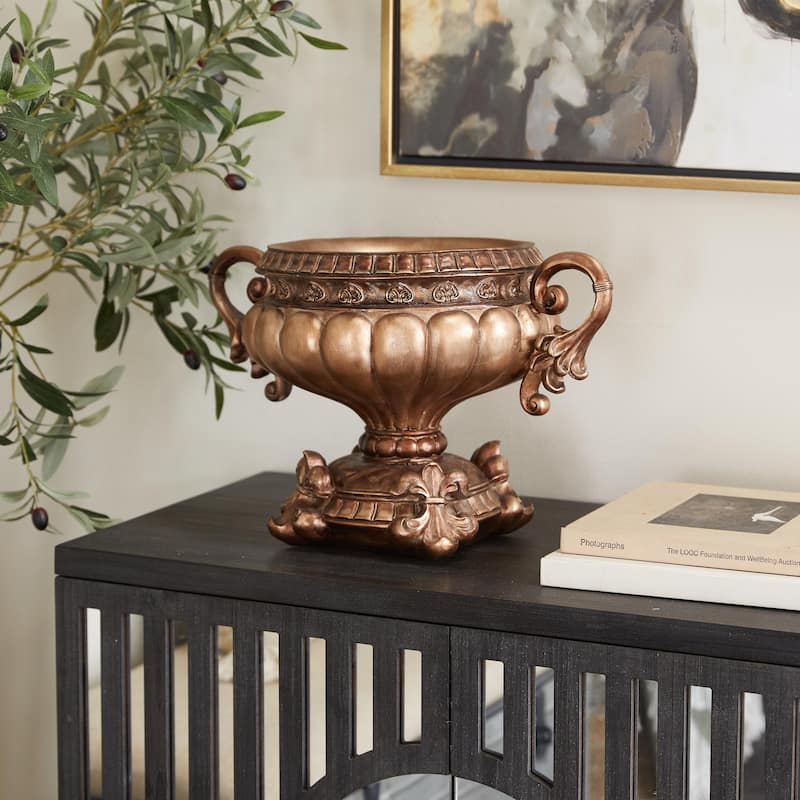 Polystone Ornate Decorative Bowl - Bronze - Roche River Decor