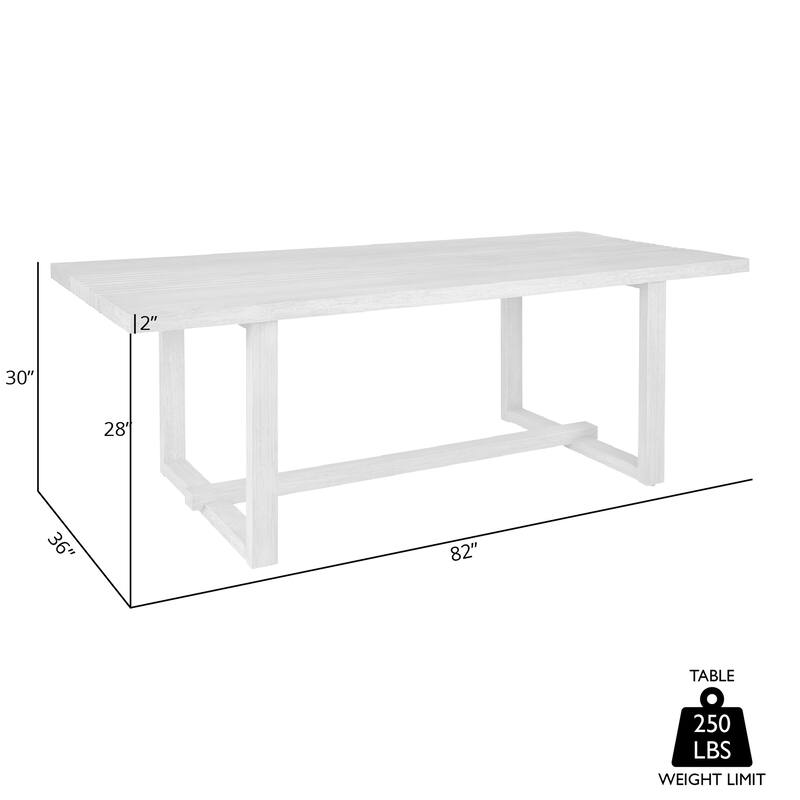 Vivid 82" Solid Eucalyptus Wood Indoor Outdoor Patio Dining Table