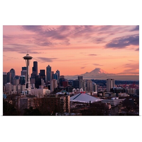 Shop Sunset View Of Downtown Seattle And Mount Rainier In