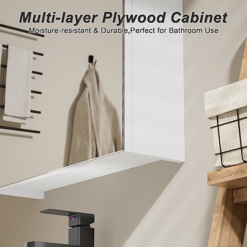 Multi-Function Mirror Cabinet Wall-Mounted Storage with Adjustable Organizer Boxes