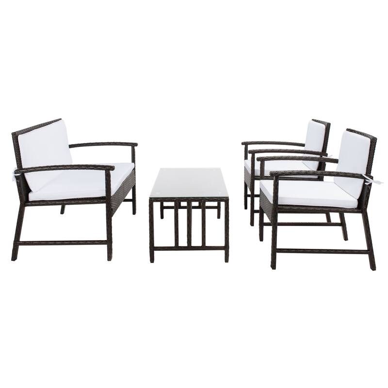 SAFAVIEH Outdoor Diya 4-Piece Patio Set - 43W x 31D x 26H