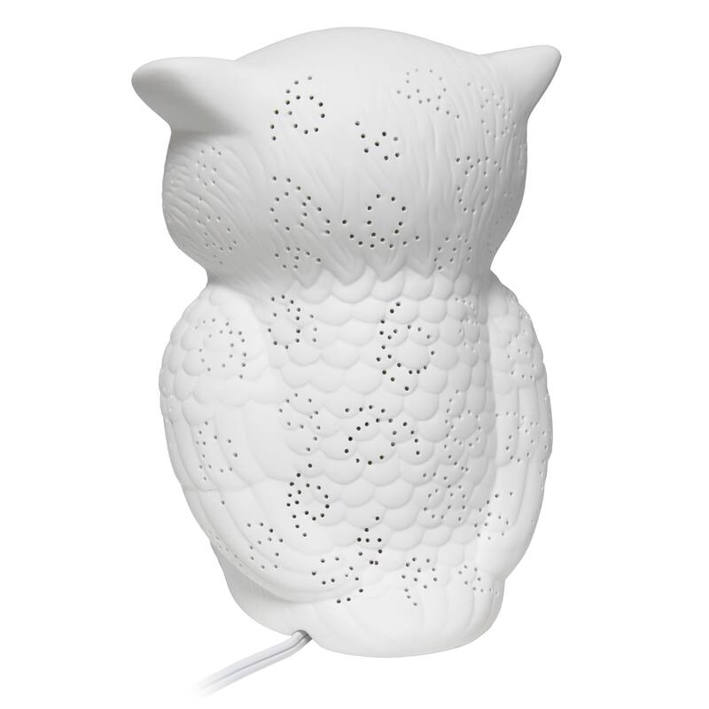 9.84 in. White Finish Table Lamp, Sturdy Owl Shaped Table Lamp for Living Rooms and Bedrooms