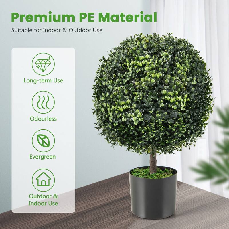 Costway 2PC 22'' Artificial Boxwood Topiary Ball Tree Office Garden - See Details