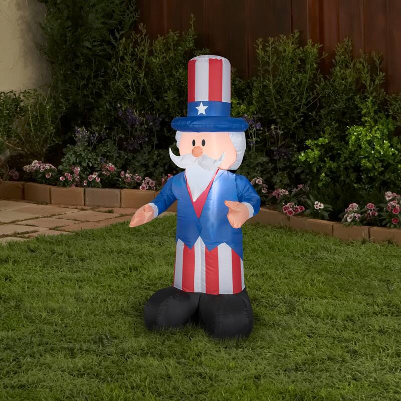 Gemmy Airblown Inflatable Uncle Sam, 4 ft Tall, blue - 48.03x17.72x19.69