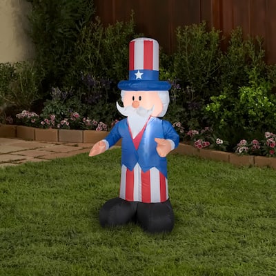 Gemmy Airblown Inflatable Uncle Sam, 4 ft Tall, blue - 48.03x17.72x19.69