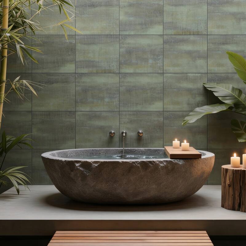 Merola Tile Fusione Reggia Green 23-1/2" x 23-1/2" Porcelain Floor and Wall Tile - Pallet (16 Tiles)