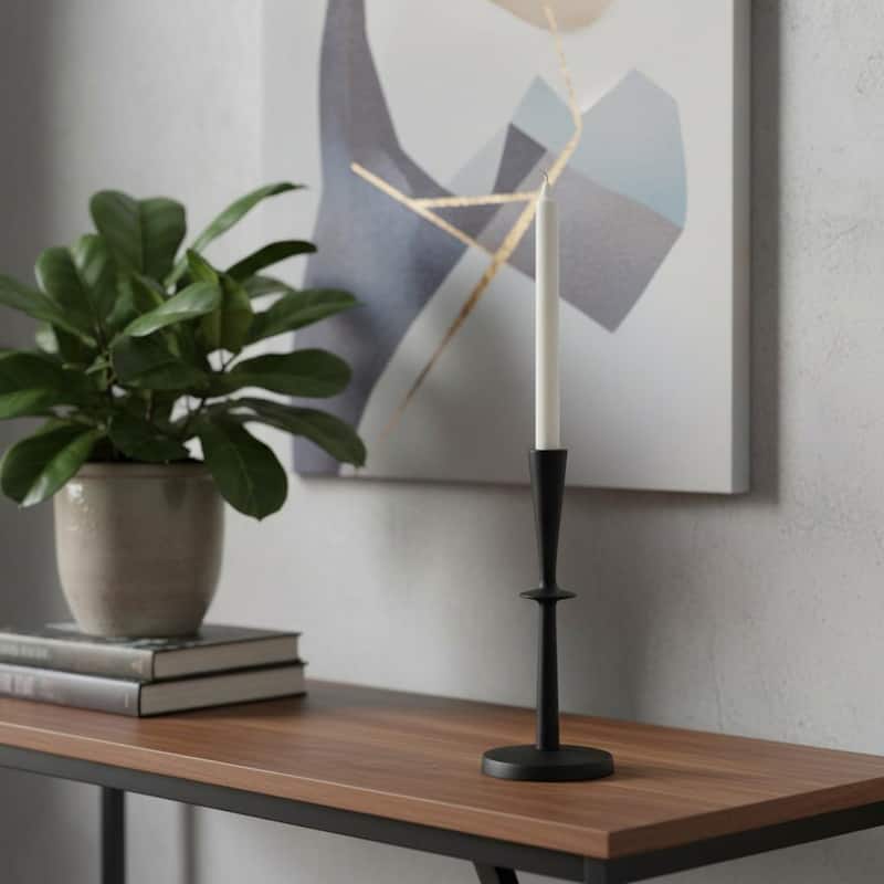 11" Black Metal Tabletop Taper Candlestick - Black