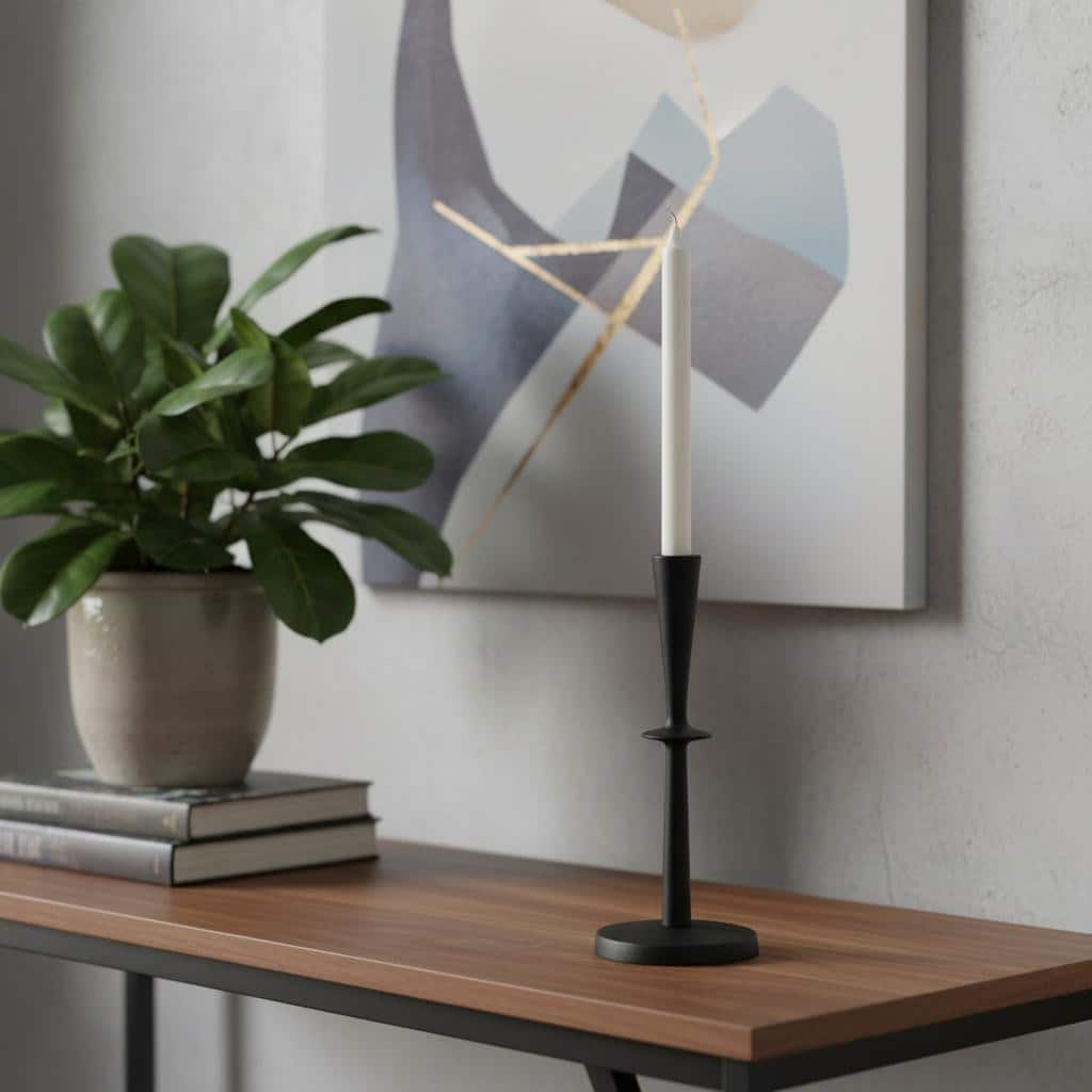 11" Black Metal Tabletop Taper Candlestick