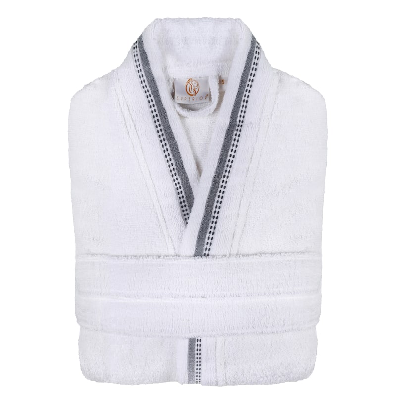 Superior Unisex Turkish Cotton Terry Kimono Bathrobe with Embroidery Robe