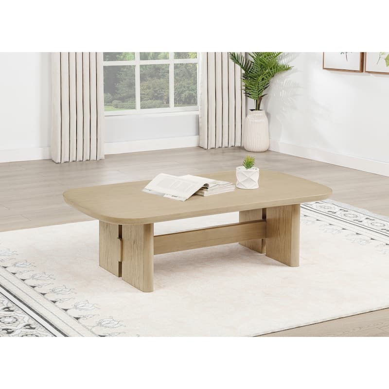 Kailani Coastal Rectangular Cocktail Coffee Table Beige Oak
