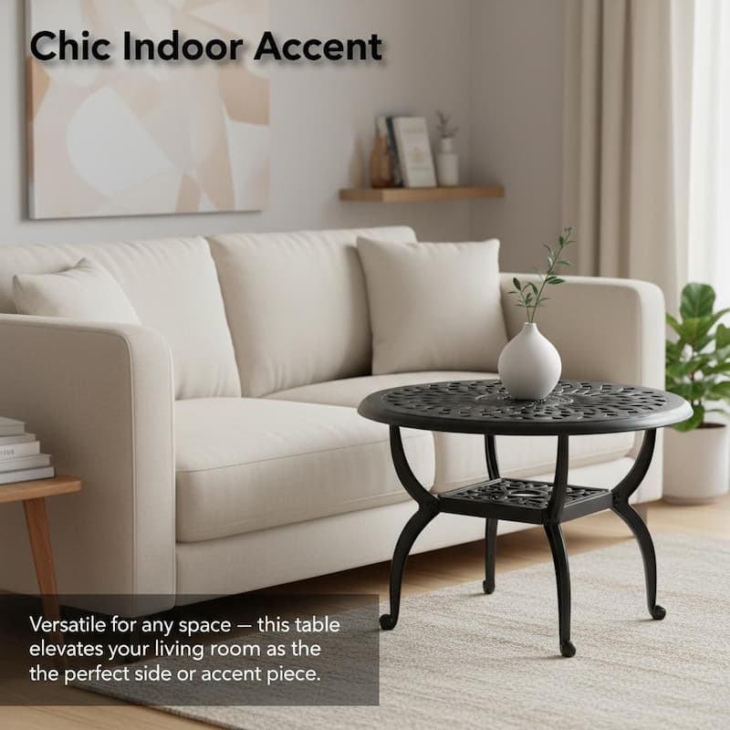 Modern Aluminum Round Coffee Table for Outdoor Spaces