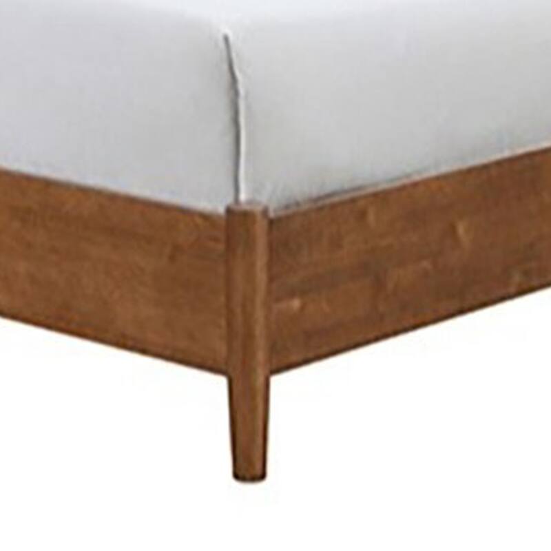 Carry Full Size Bed w Beige Boucle Upholstered Headboard, Walnut Brown