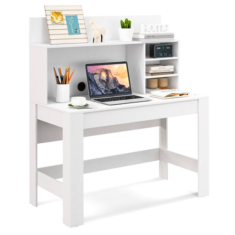 Gymax Home Office Computer Desk Study Table Writing Workstation Hutch