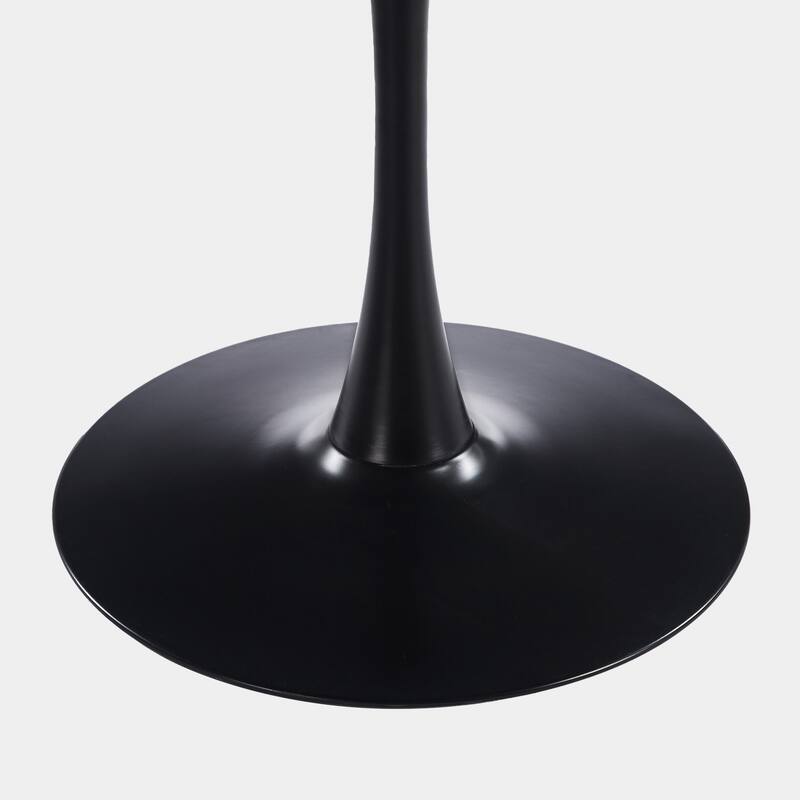 Modern Round Dining Table for 4-6 People, Tulip Table with MDF Top & Metal Pedestal Base for Dining Room, Kitchen, Living Room