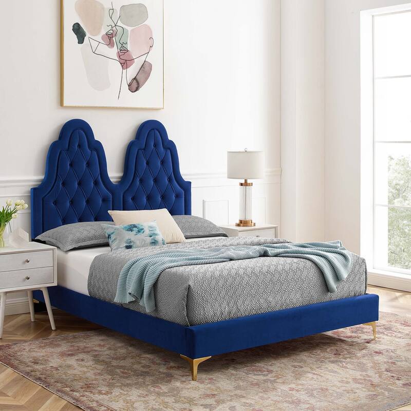 Alexandria Tufted Performance Velvet King Platform Bed